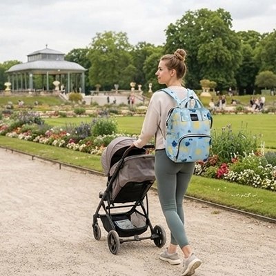 sac a dos a langer bebe ColorArt bleu et jaune