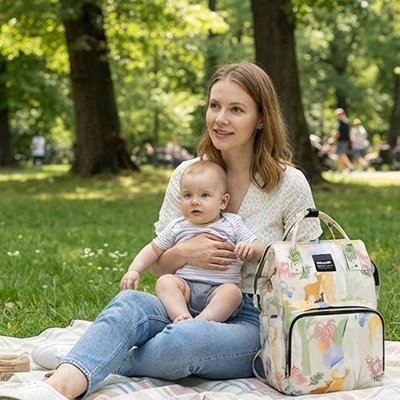 Sac a dos a langer bebe forêt viva coloris pastel
