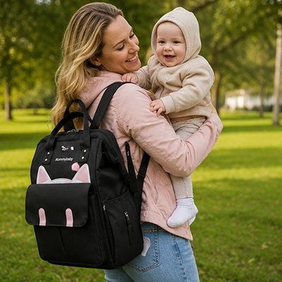 Sac a dos a langer bebe stylé noir