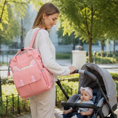 Sac a dos a langer bebe stylé rose