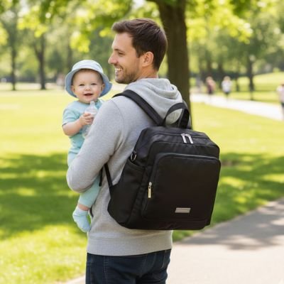 Sac a dos a langer multifonction spacieux noir