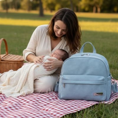 Sac a langer a dos parent actif bleu