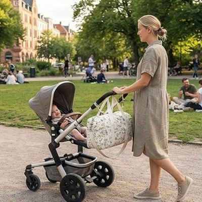 Sac a langer bebe floral élégant blanc