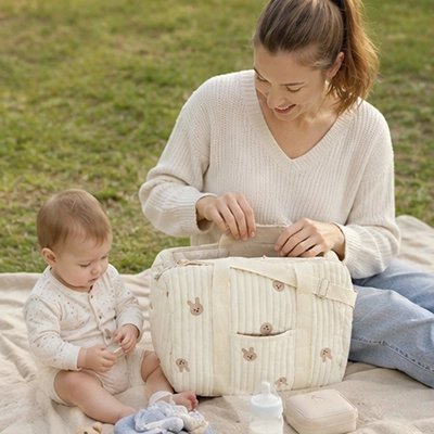 Sac a langer bebe matelassé multifonction lapin