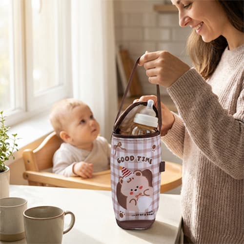 sac biberon isotherme rigolo ourson brun