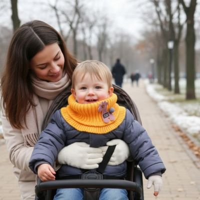 tour de cou enfant animal ludique jaune