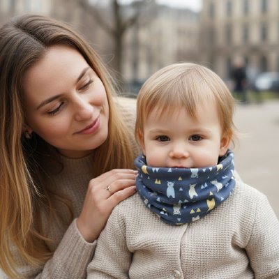 tour de cou enfant dessins créatifs ours bleu